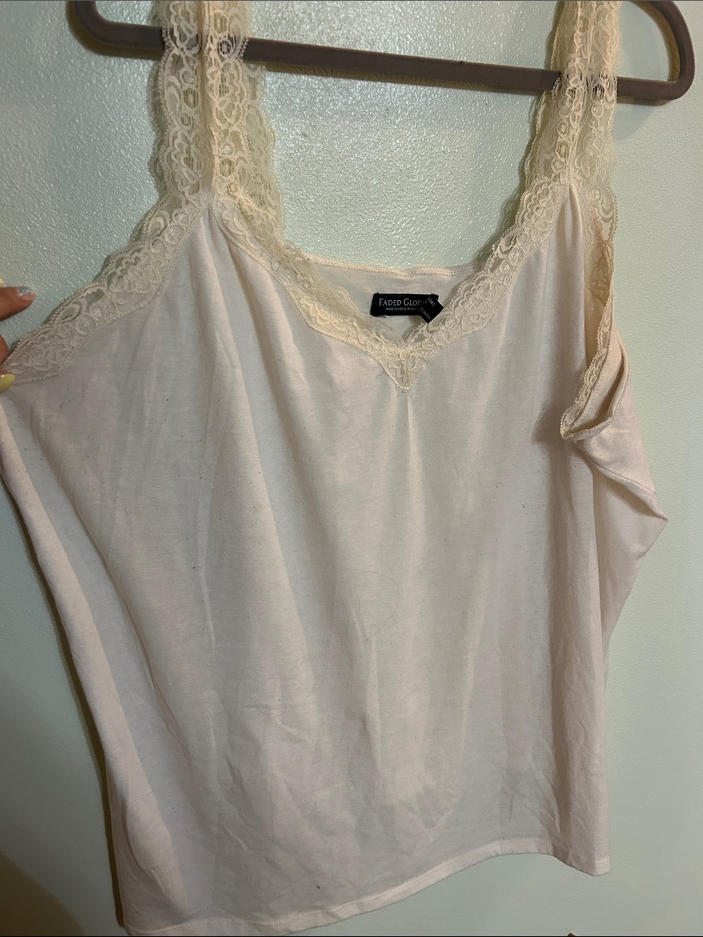 Faded Glory Cream Lace-Trim Sleep Cami Top